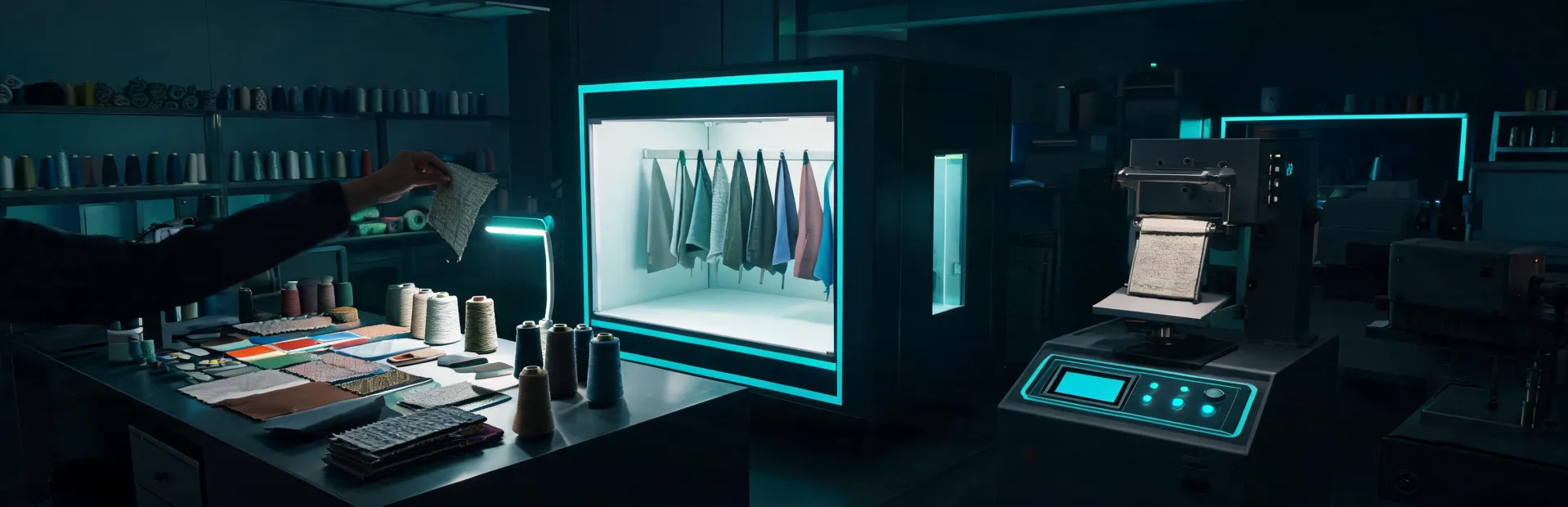 Yarn and fabric sampling workflow in a textile laboratory